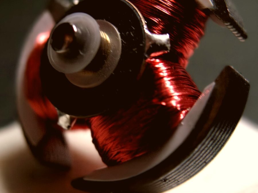 A copper-wound motor rotor removed from a mixer grinder
